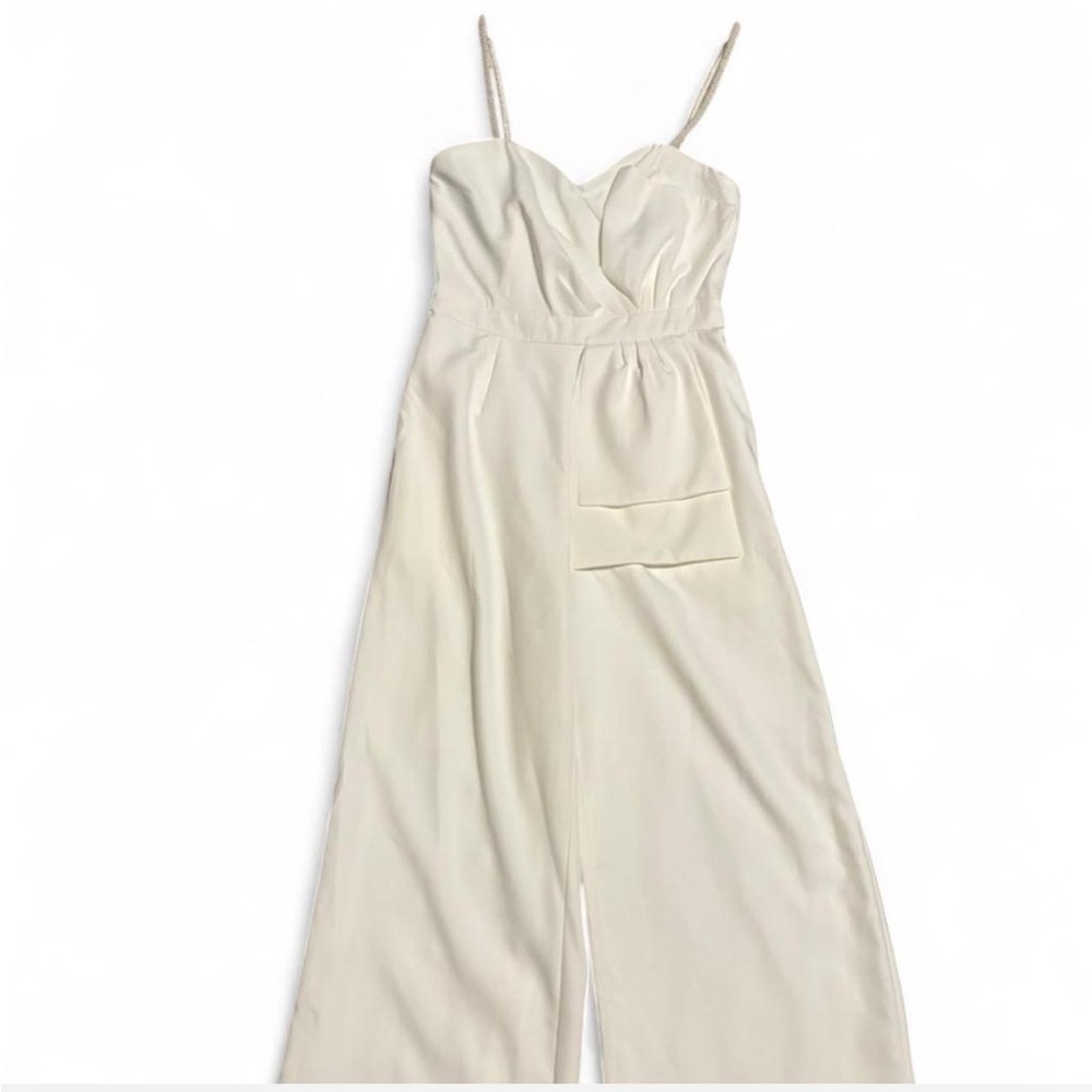 White Bridal Jumpsuit with Peal Straps